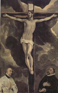 El Greco Christ on the Cross Adored by Two Donors (mk05) china oil painting image